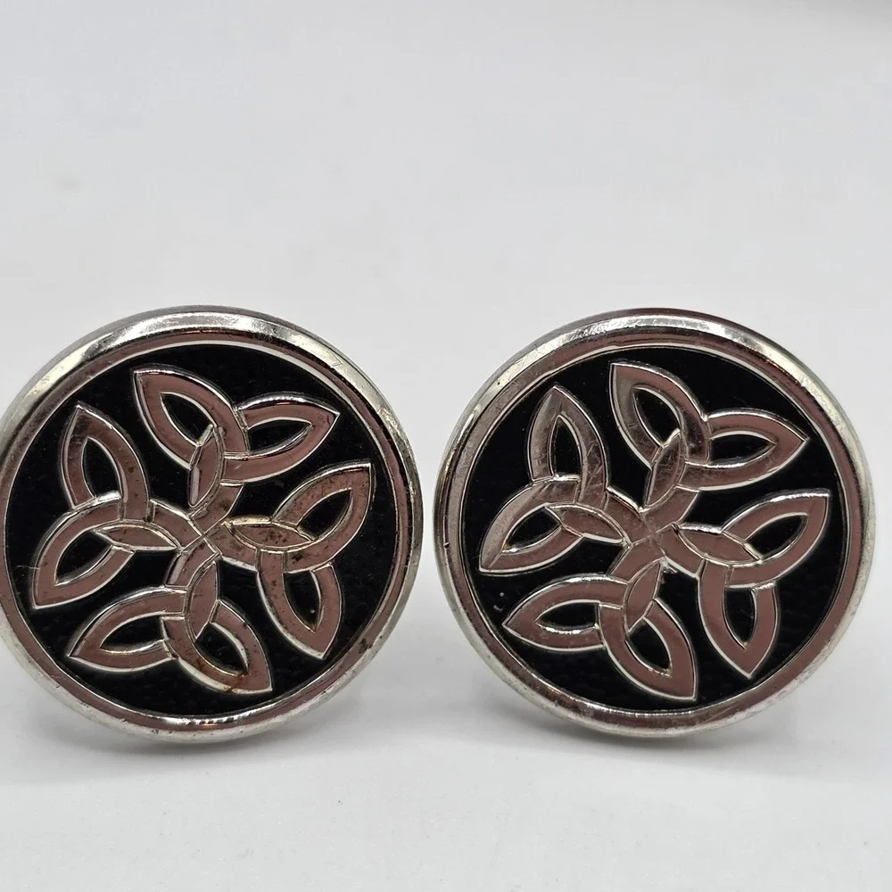 Foster Celtic Knot Cufflinks Silver Tone Round Men's Formal Wear Old Money